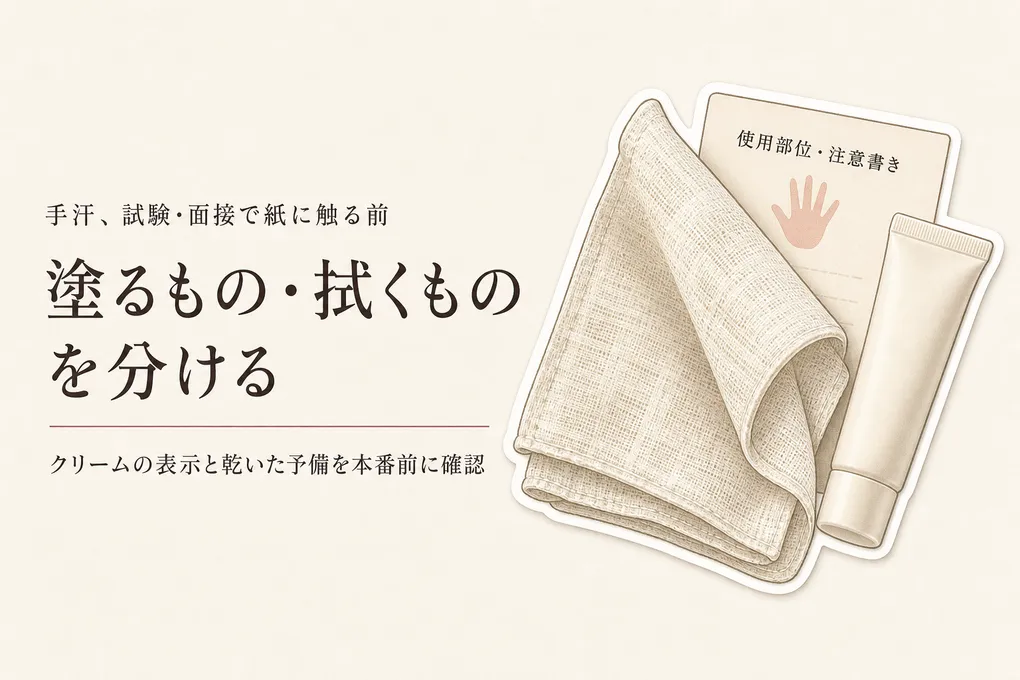 秋の資格試験・就活に手汗クリームと薄手ガーゼハンカチ｜紙に触る前の準備