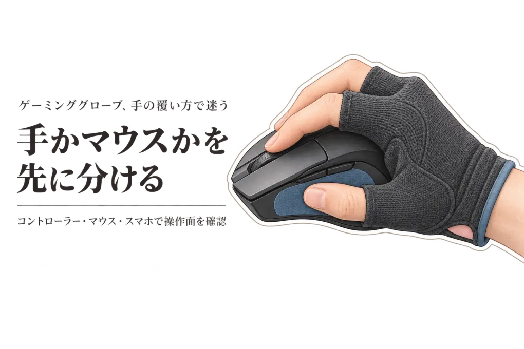ゲーミンググローブとマウスグリップテープの違い｜コントローラー・マウス・スマホで手の覆い方を比較