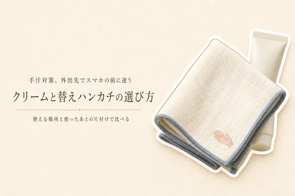 手汗クリームと替えのタオルハンカチ、外出先ではどちら？スマホに触る場面と片付けで選ぶ