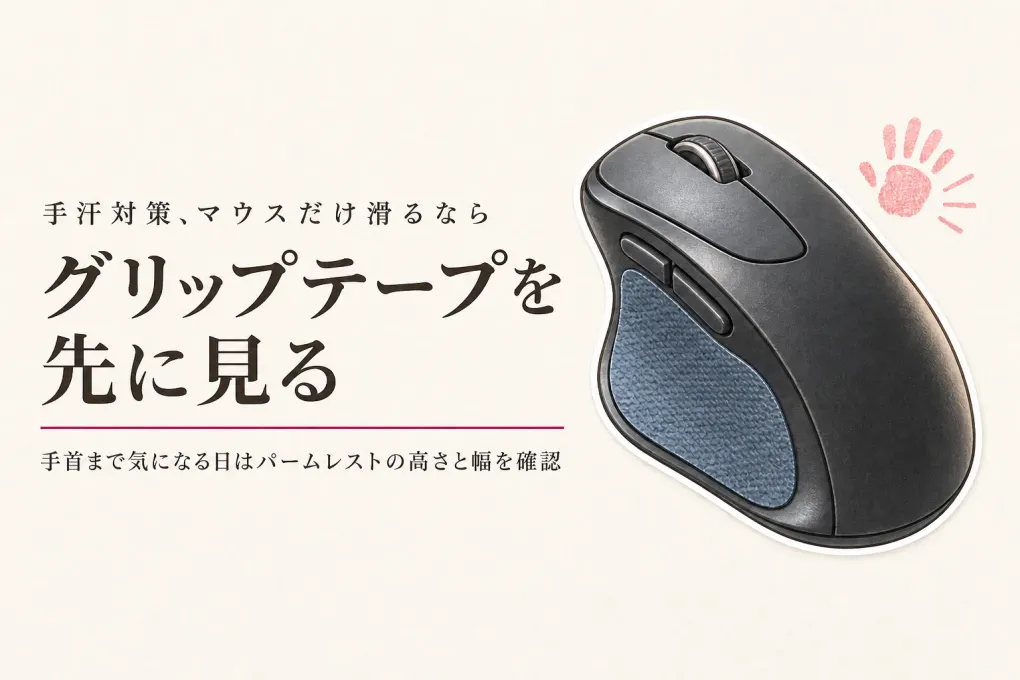 マウスグリップテープとパームレストの選び方｜手汗でマウスだけ滑る・キーボードも触りにくいとき