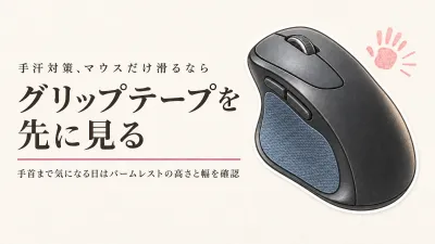 マウスグリップテープとパームレストの選び方｜手汗でマウスだけ滑る・キーボードも触りにくいとき
